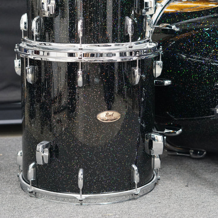 Pearl Session Studio Select Birch/Mahogany 4 Piece Drum Set - Black Halo Glitter - 12/14/16/22