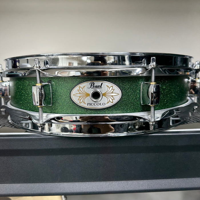 Pearl Steel Piccolo Snare Drum - Custom Green Sparkle - 13" x 3"