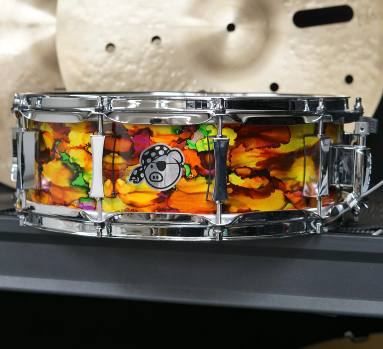 Pork Pie Maple Custom Alcohol Ink Snare Drum - 14" x 5”