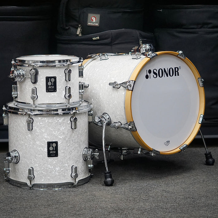 Sonor AQ2 Safari Maple 3 Piece Drum Set - White Marine Pearl - 10/13/16