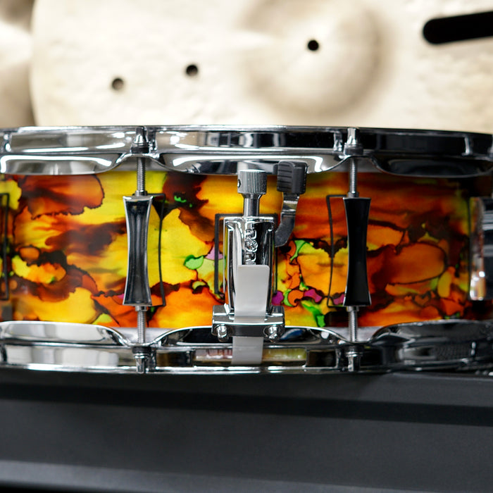 Pork Pie Maple Custom Alcohol Ink Snare Drum - 14" x 5”