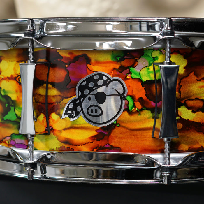 Pork Pie Maple Custom Alcohol Ink Snare Drum - 14" x 5”