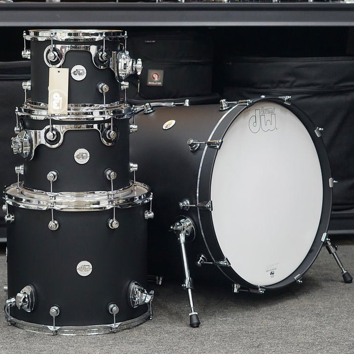 DW Design Series 4 Piece Drum Set - Satin Black - 10/12/16/22