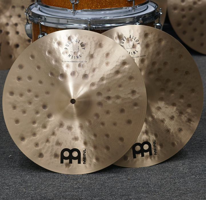 Meinl 15" Pure Alloy Extra Hammered Hi Hat Cymbals - Free Shipping