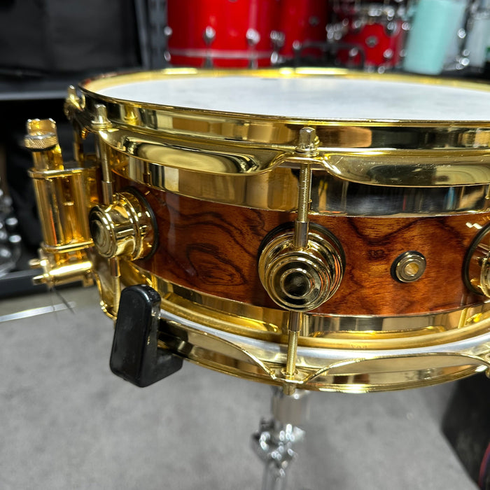 DW Collector's Exotic Series Edge Snare Drum - Private Reserve Waterfall Bubinga 24k Gold Hardware- 14" x 5" - Free Shipping