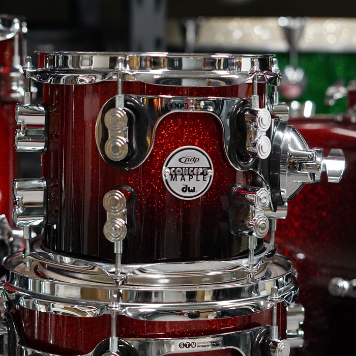 PDP Concept Maple 6 Piece - Red to Black Fade - 8/10/12/14/16/22 - NO SNARE DRUM