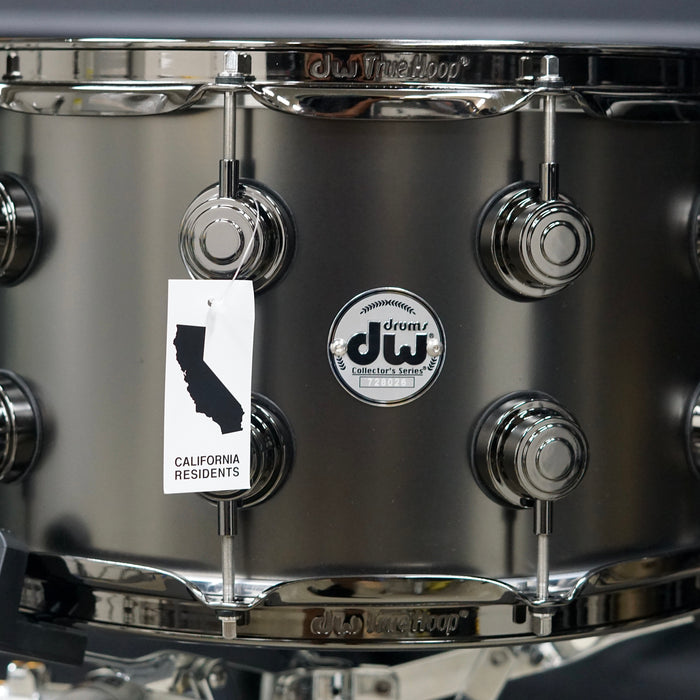 DW Collector's Series Satin Black Over Brass Snare Drum - OPEN BOX - 14" x 8"