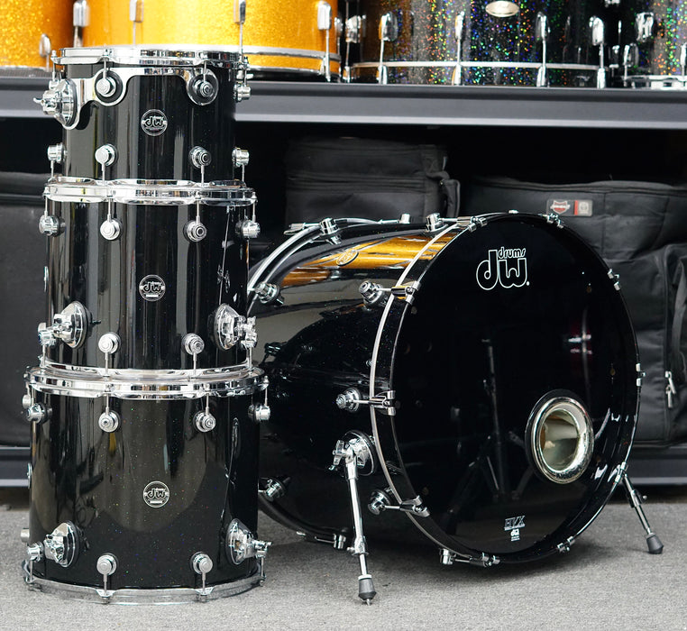 DW Performance Series 4 Piece Drum Set - Black Mirra Finish - 12/14/16/24