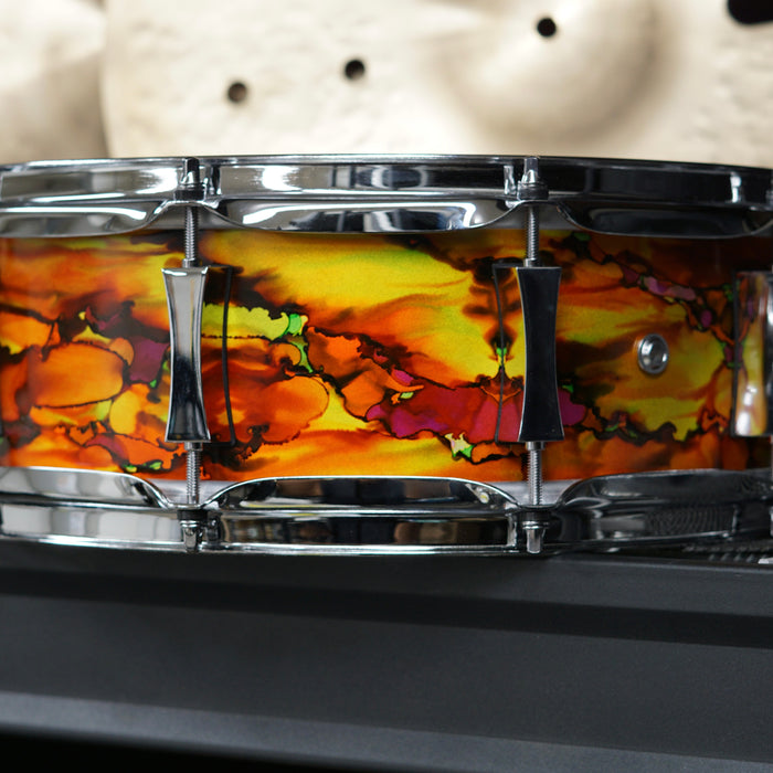 Pork Pie Maple Custom Alcohol Ink Snare Drum - 14" x 5”