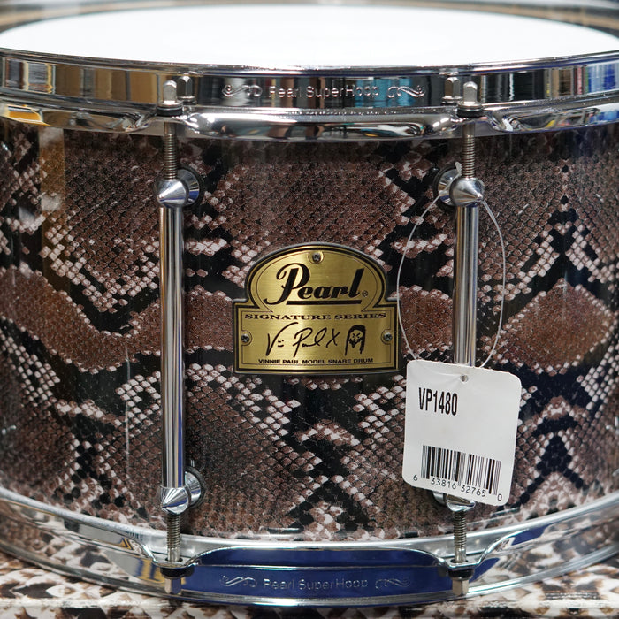 Pearl Signature Vinnie Paul Snakeskin Snare Drum - Autographed - 14" x 8" - Free Shipping
